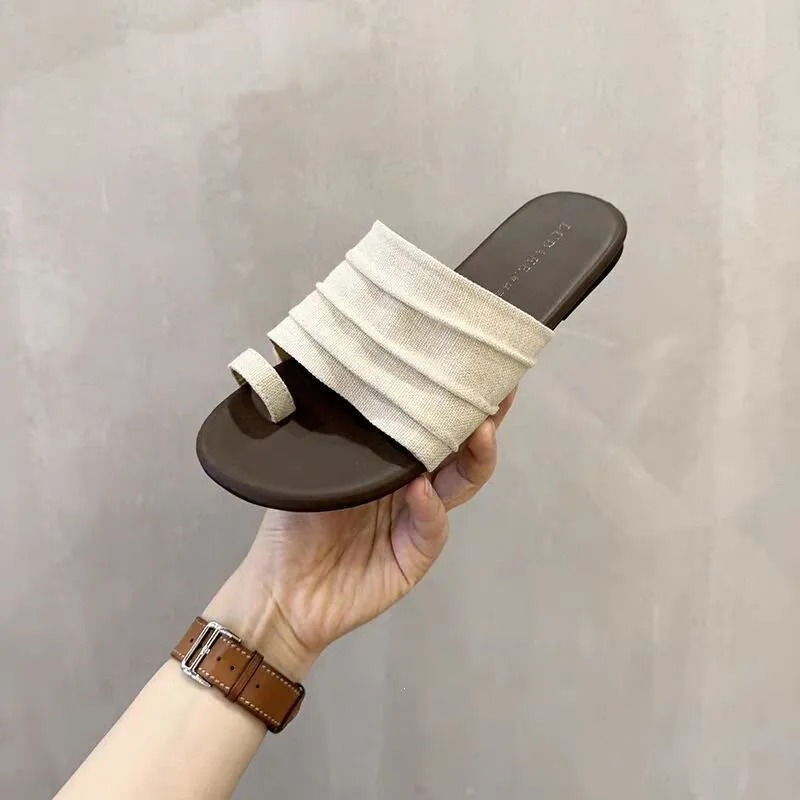 Comfortable New Toe Set 2026 Simple One Word Belt Soft Bottom Korean Edition Cool Slippers For Women's Summer Outerwear_voghion.com