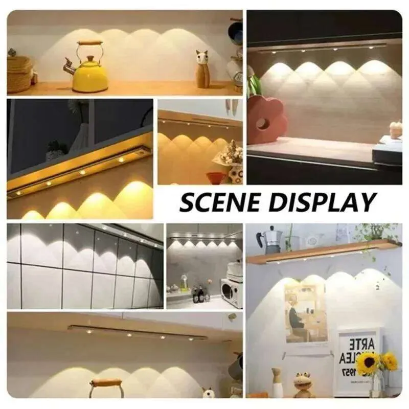 EGARNGY 120-LED Wireless Under-Cabinet Light – 3 Colors, Motion/Hand Wave Sensor, Rechargeable 2200mAh – 2-Pack For Kitchen & Hallway