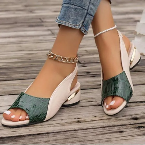 Free Shipping Women's Rough Heels 2026 Summer New Soft Leather Slippers For Wearing Outside_voghion.com