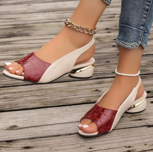 Free Shipping Women's Rough Heels 2026 Summer New Soft Leather Slippers For Wearing Outside_voghion.com