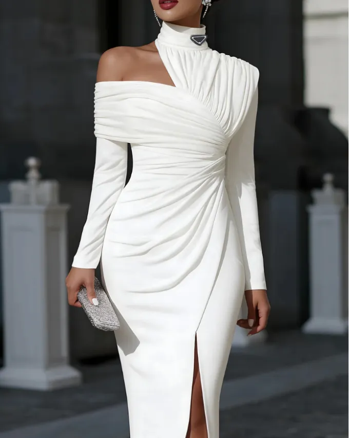 office wear bodycon dress Elegant Designer Womens Ruched Dress, Stand... From Qiuti11, Rs.1,483.37 In Bulk Free Returns!