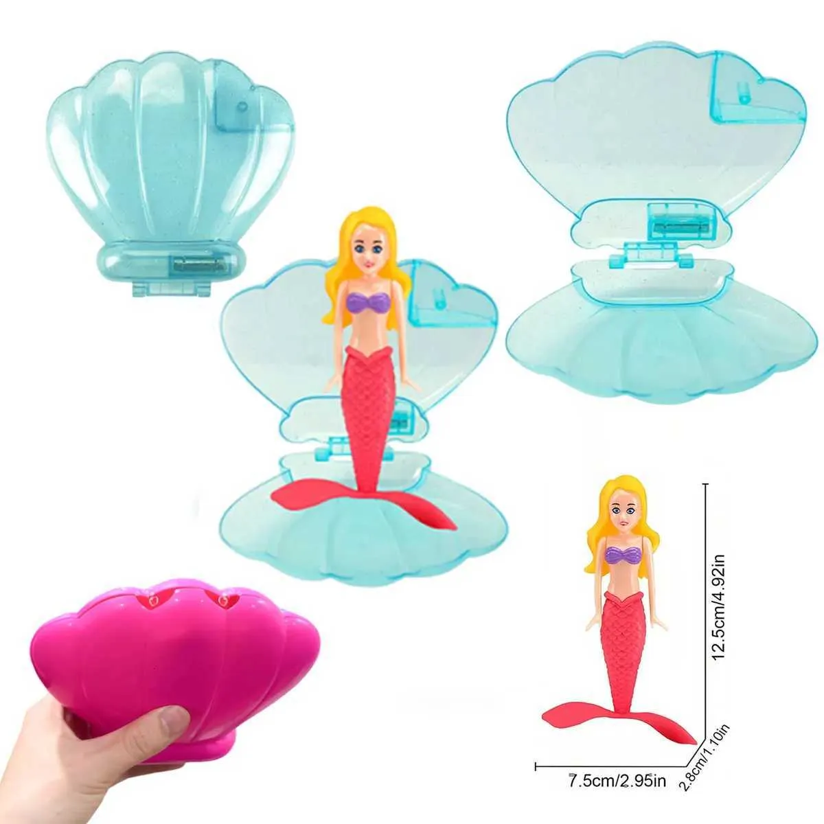 Juguete De Piscina De Sirena Giratoria | Concha Flotante Con Liberación Automática De Sirenas | Set De 5 Piezas Para Nadar Y Jugar En Verano