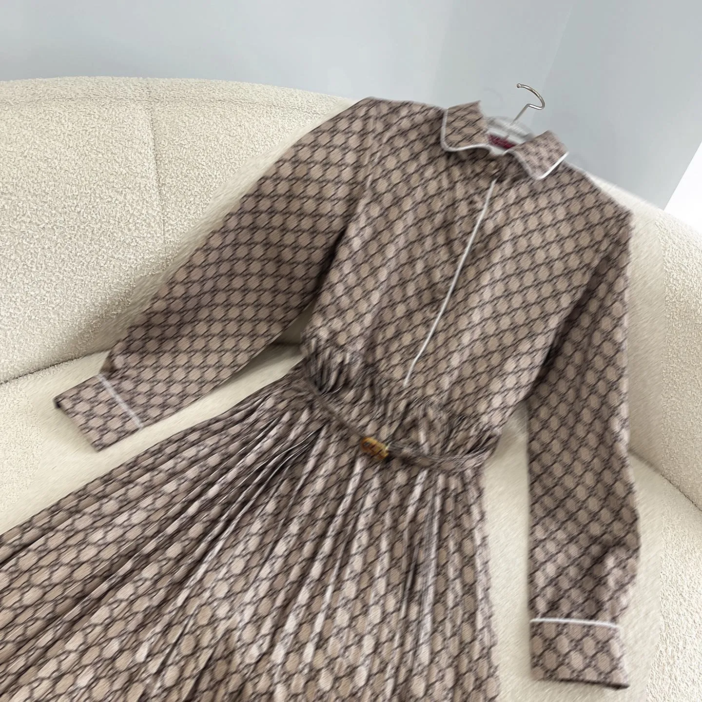 khaki satin shirt dress Soft Satin Long Sleeve Shirt Dress Khaki Vintage Grid... From Sophine117,  Rs.3,582.08