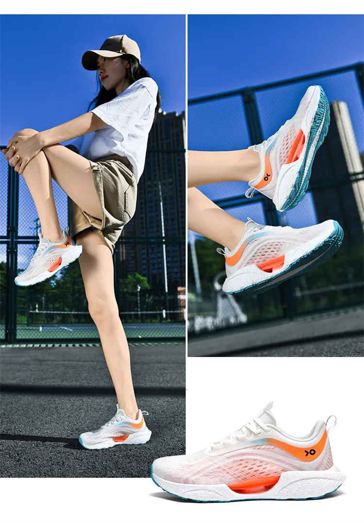 Women's Lightweight Gradient Running Shoes Breathable Mesh White_voghion.com