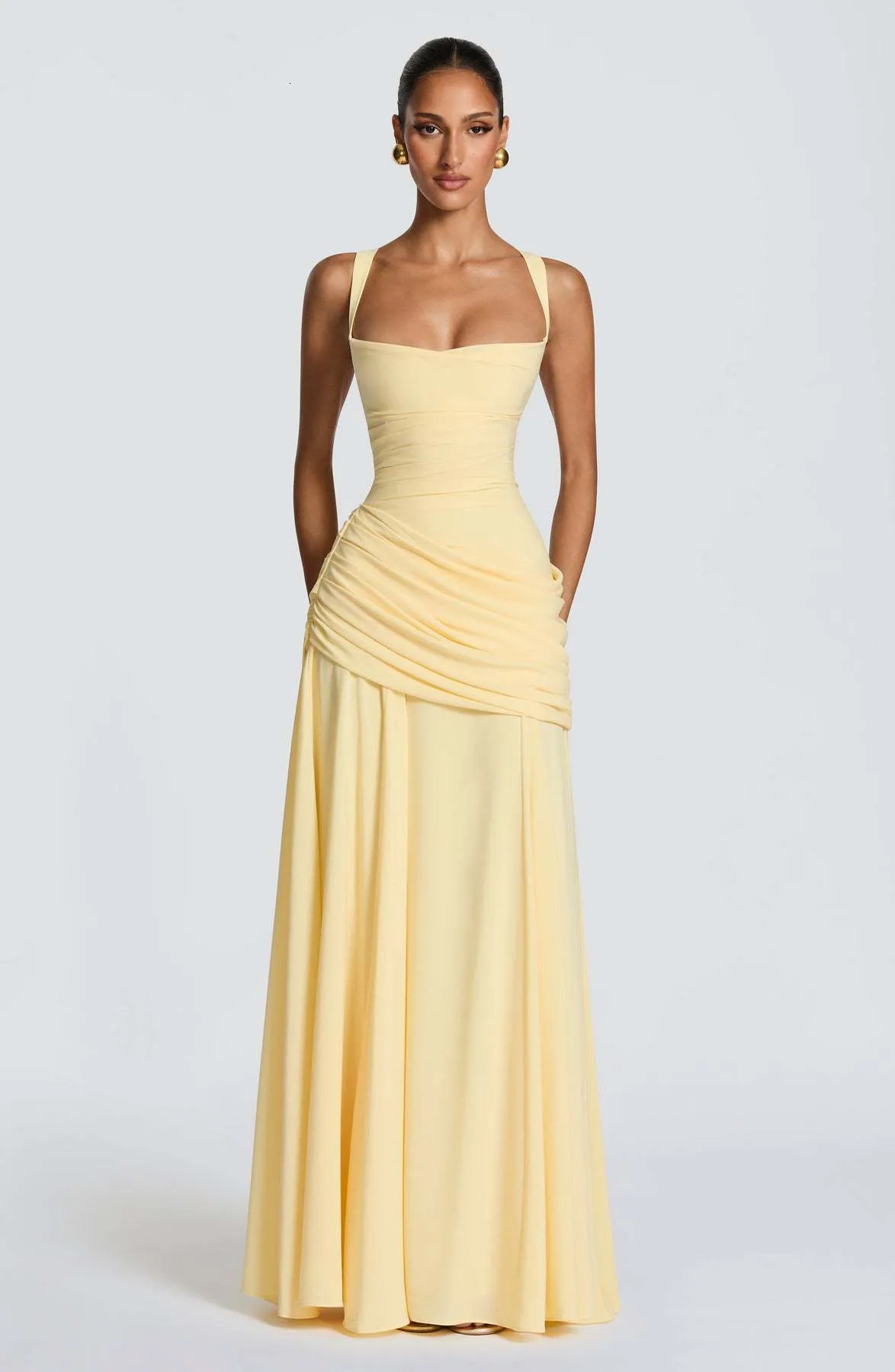 high waisted pleated dress Wholesale Bodycon High Waist Pleated Maxi Dress for your store