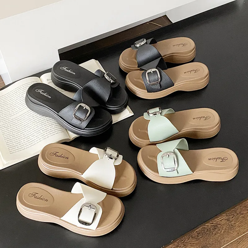 Spedizione gratuita 2026 Nuove pantofole estive da donna con suola spessa antiscivolo, alla moda e versatili, fresche e alla moda._voghion.com