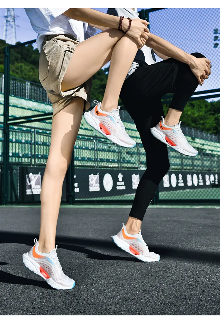 Women's Lightweight Gradient Running Shoes Breathable Mesh White_voghion.com