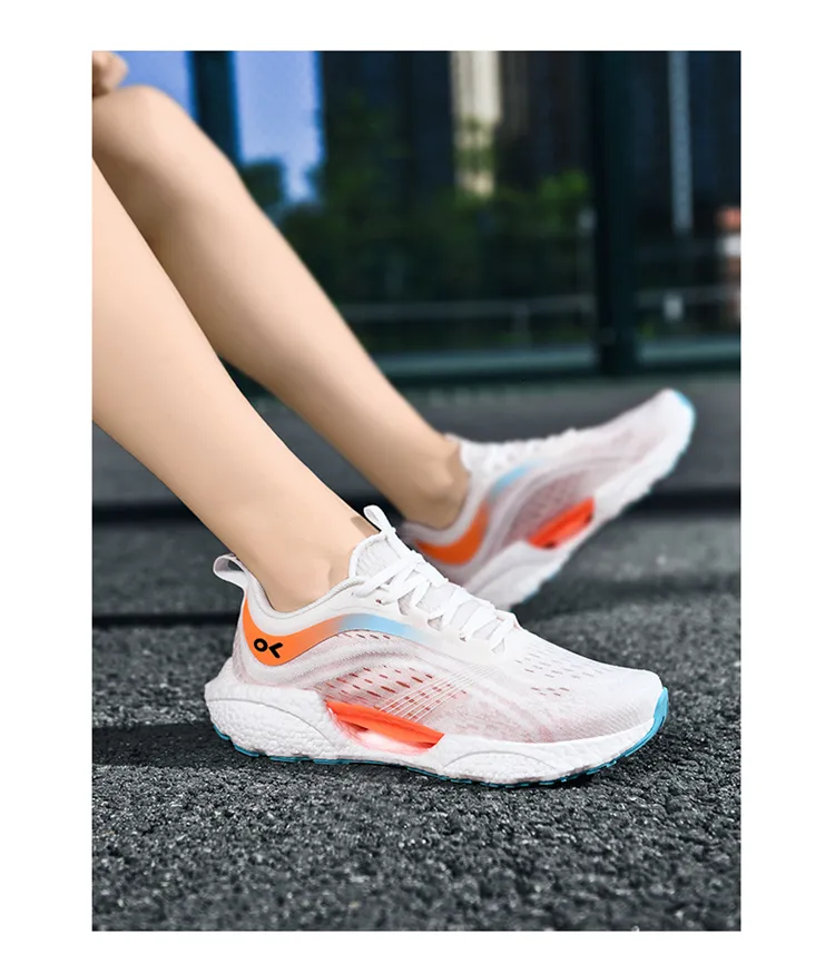 Women's Lightweight Gradient Running Shoes Breathable Mesh White_voghion.com