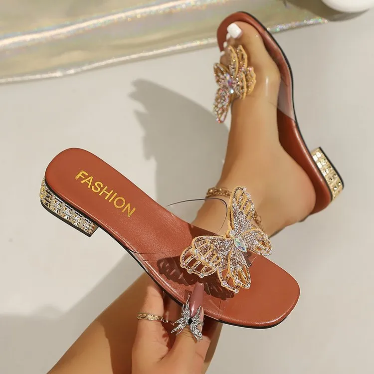 Free Shipping 2026 Hot Selling Summer Crystal New Styles Thick Sexy Rhinestone Bow Versatile And Fashionable Cool_voghion.com