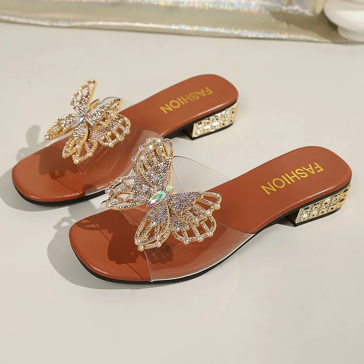 Free Shipping 2026 Hot Selling Summer Crystal New Styles Thick Sexy Rhinestone Bow Versatile And Fashionable Cool_voghion.com