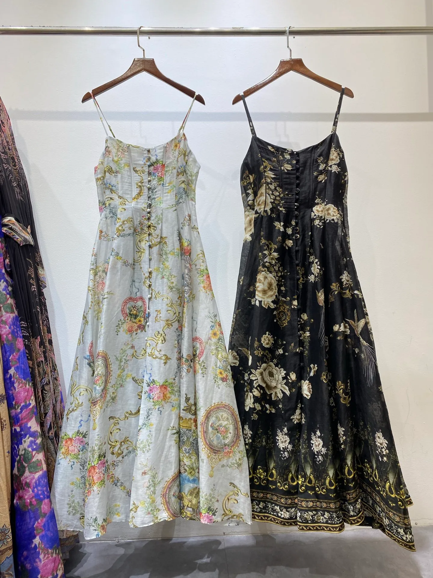 australian designer dress with French Light Blue Print, Square Collar, Waist-Cinching Camisole Jumpsuit with Long Skirt Color:Russet australian street fashion iconic-dresses Anna-Kaci Women's Plus Size
