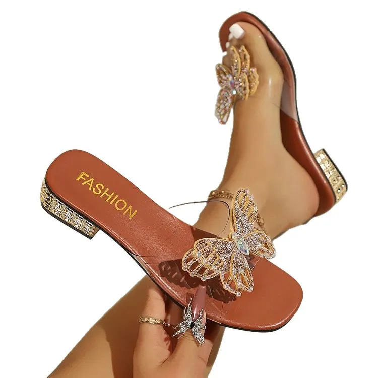 Free Shipping 2026 Hot Selling Summer Crystal New Styles Thick Sexy Rhinestone Bow Versatile And Fashionable Cool_voghion.com
