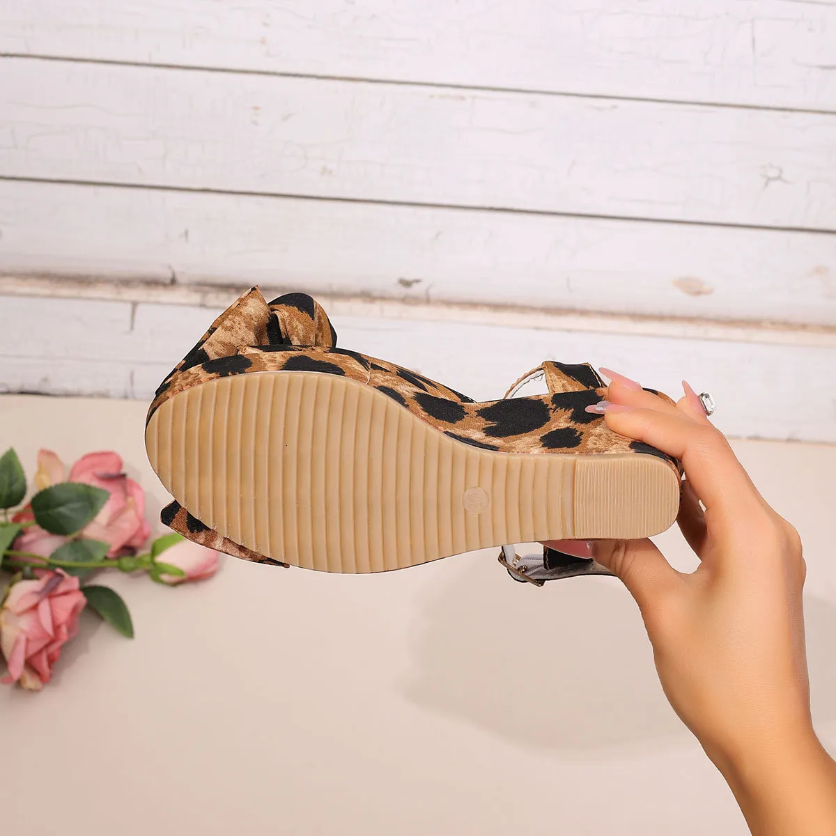 Leopard Print Platform Wedge Sandals For Women Summer Open Toe_voghion.com