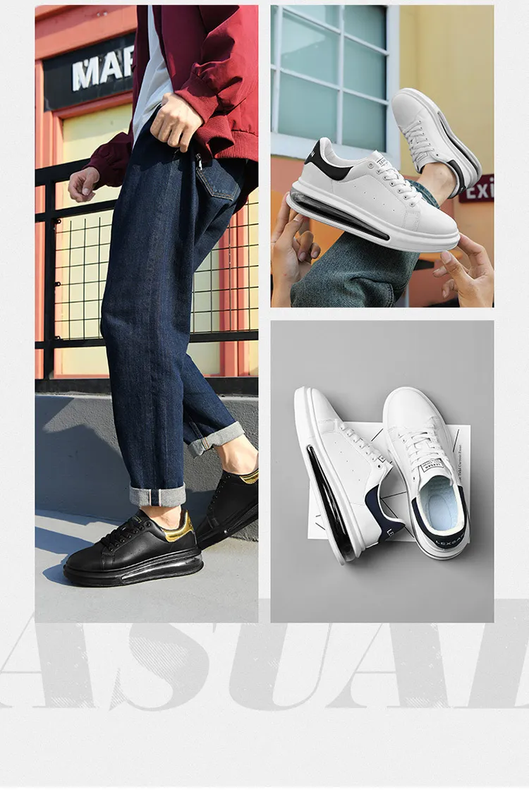 Herren Freizeitschuhe In Schwarz Mit Air-dämpfung Und Goldferse_voghion.com