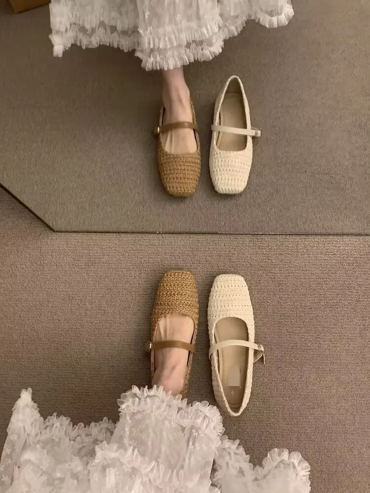 Ballerine mary jane intrecciate con punta quadrata donna comode_voghion.com