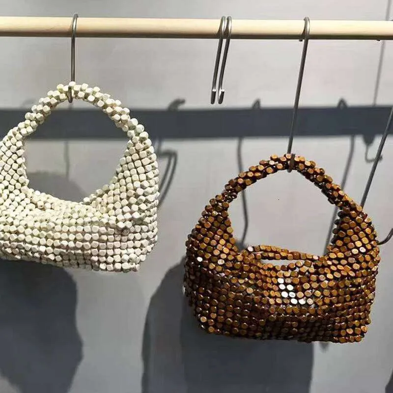 Luxuriöse Gewebte Strandtasche Aus Holzperlen Für Damen_voghion.com