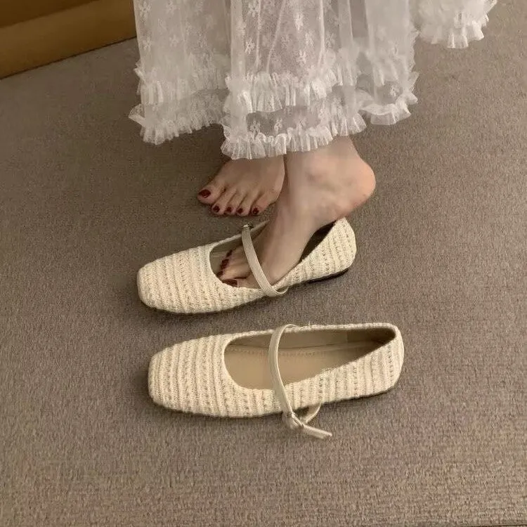 Ballerine mary jane intrecciate con punta quadrata donna comode_voghion.com