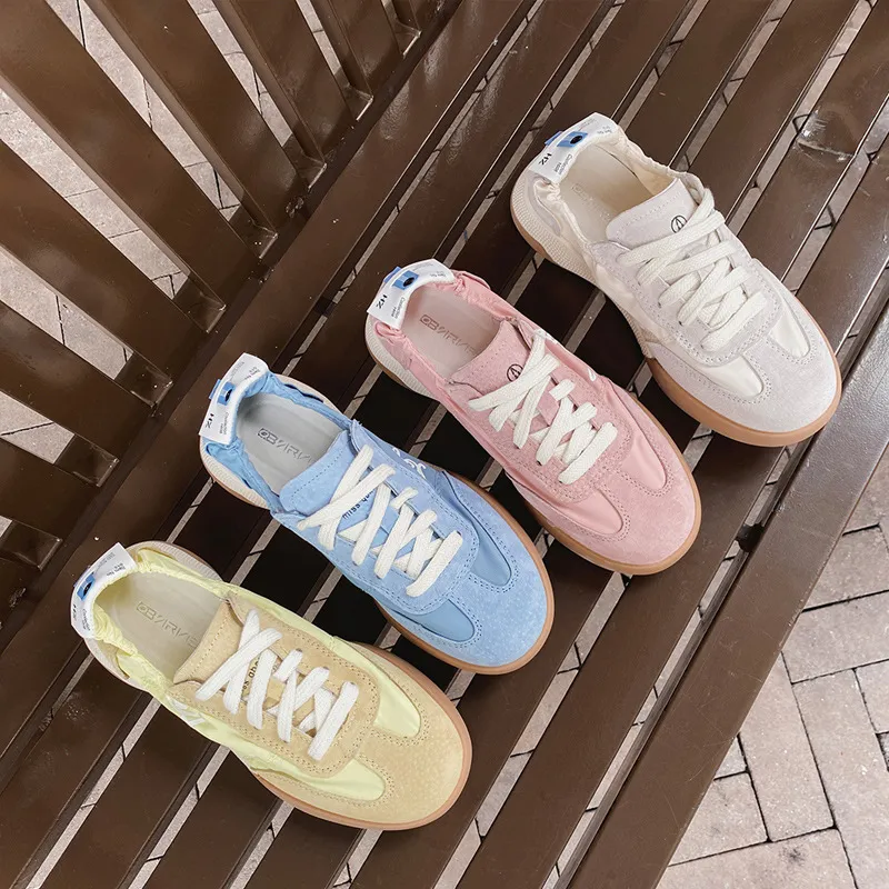 Luxury Premium 2026 Women's Genuine Leather Breathable German Trainer Sneakers Retro Agam Casual Shoes Ballet Style Flat_voghion.com