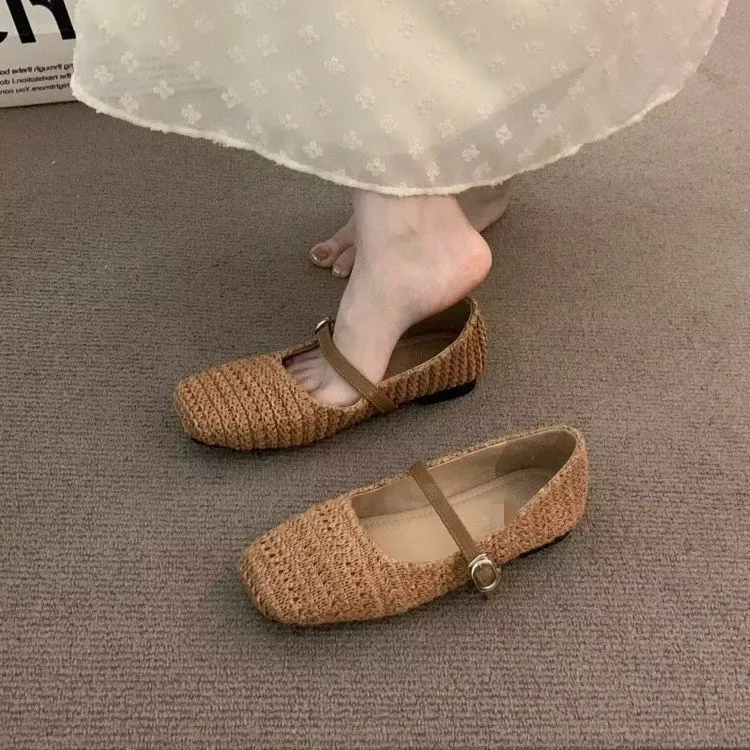 Ballerine mary jane intrecciate con punta quadrata donna comode_voghion.com