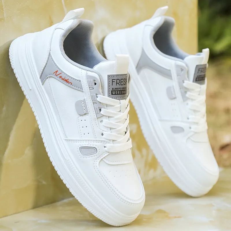Men's White And Grey Durable Blue Colour Block Low Top Sneakers_voghion.com
