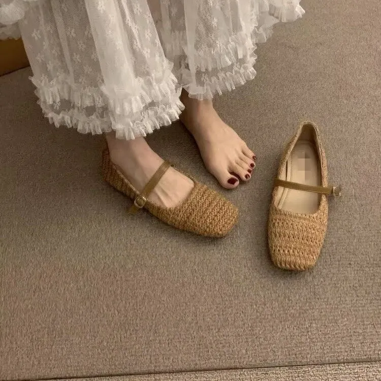 Ballerine mary jane intrecciate con punta quadrata donna comode_voghion.com