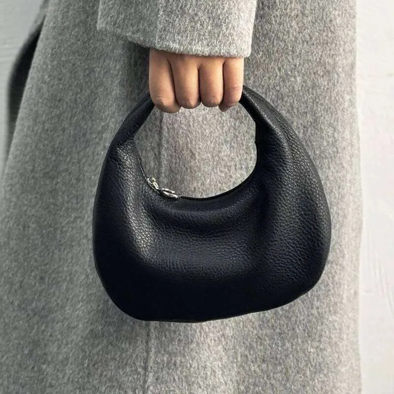 Japanese Style Luxury Leather Half Moon Handbag With Initials_voghion.com
