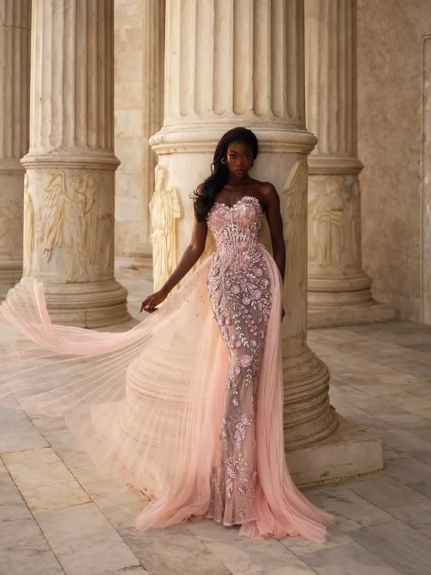 Luxury Heavy Beaded Sequin Evening Dress, Arabic Glitter Flower Party Gown for Prom, Pageant, Customized Formal Occasion