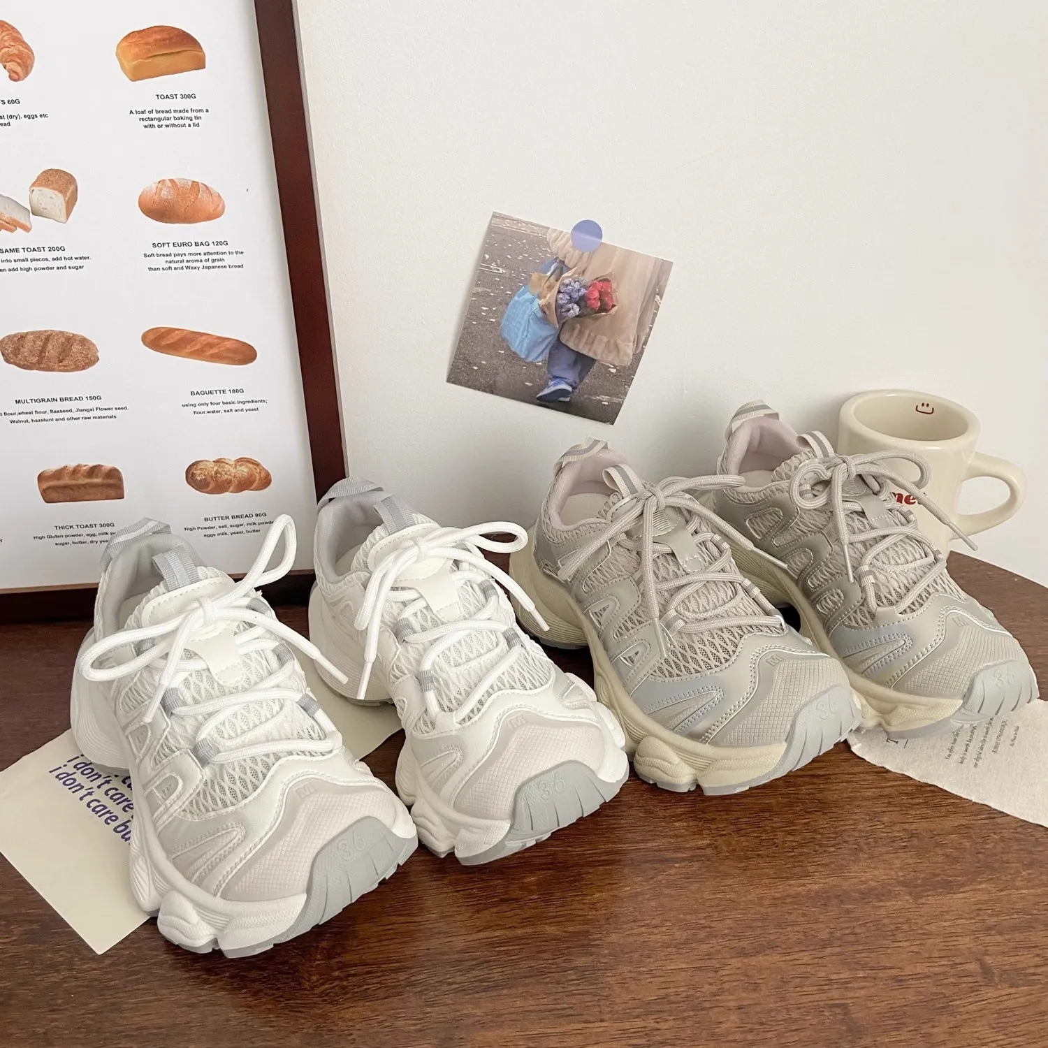 free Shipping 2026 New Women's European Style Breathable Mesh Chunky Dad Shoes Platform Height Increase Slimming Casual_voghion.com