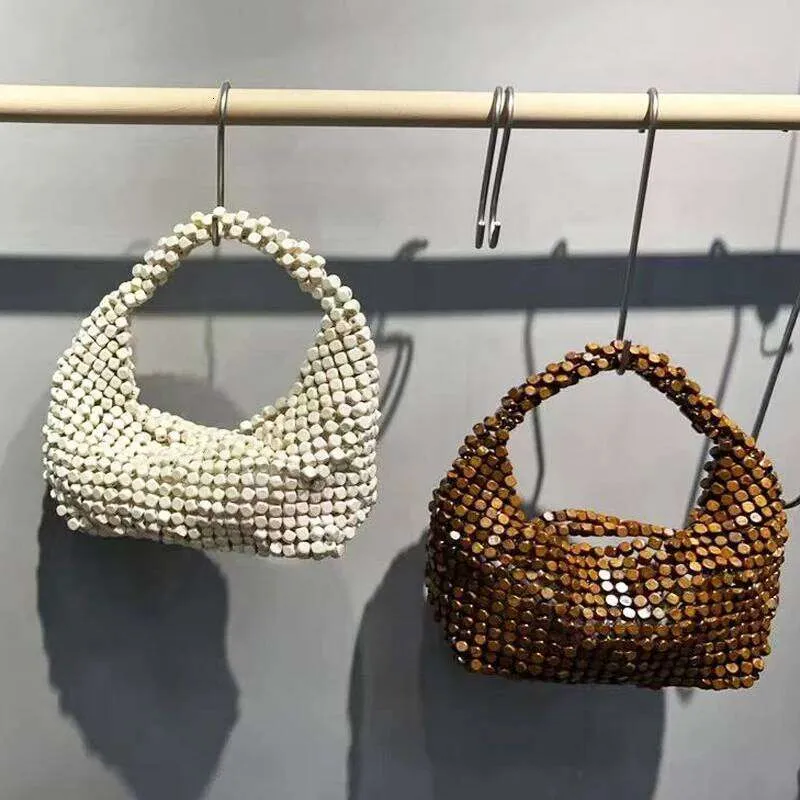 Luxuriöse Gewebte Strandtasche Aus Holzperlen Für Damen_voghion.com