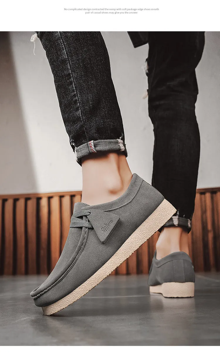 Baskets de running homme en daim noir chaussures décontractées_voghion.com