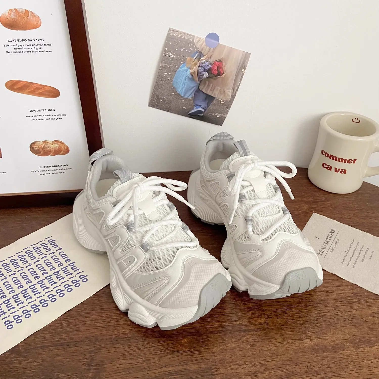 free Shipping 2026 New Women's European Style Breathable Mesh Chunky Dad Shoes Platform Height Increase Slimming Casual_voghion.com