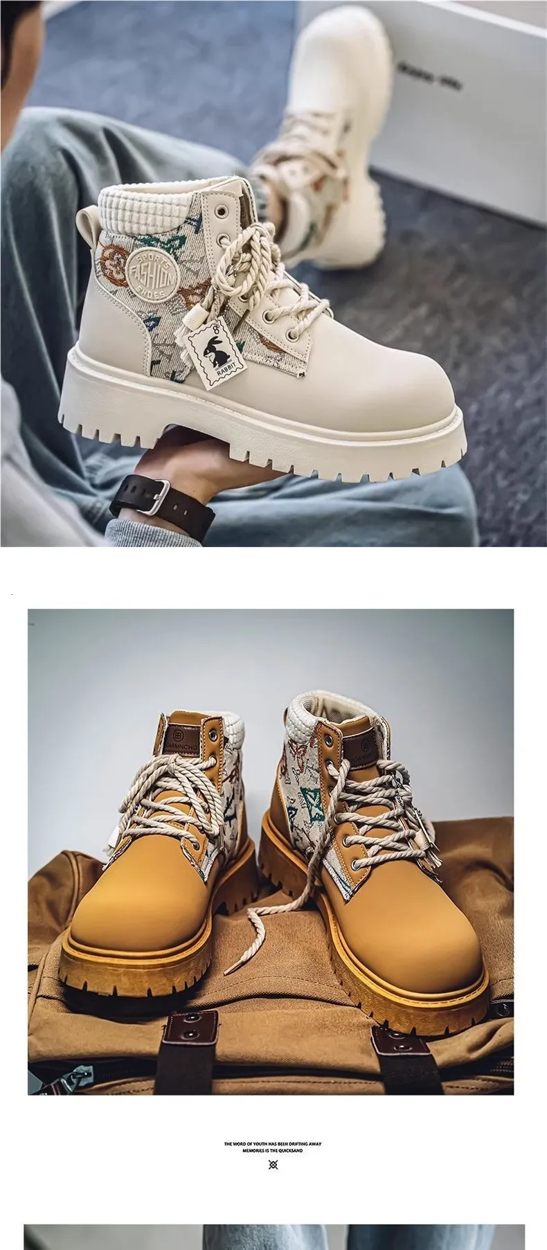 Botas de combate com plataforma pretas bordado colorido_voghion.com
