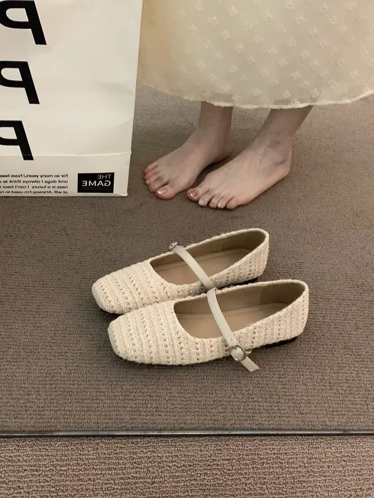 Ballerine mary jane intrecciate con punta quadrata donna comode_voghion.com