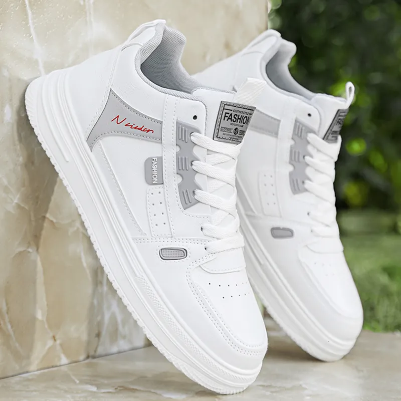 Men's White And Grey Durable Blue Colour Block Low Top Sneakers_voghion.com
