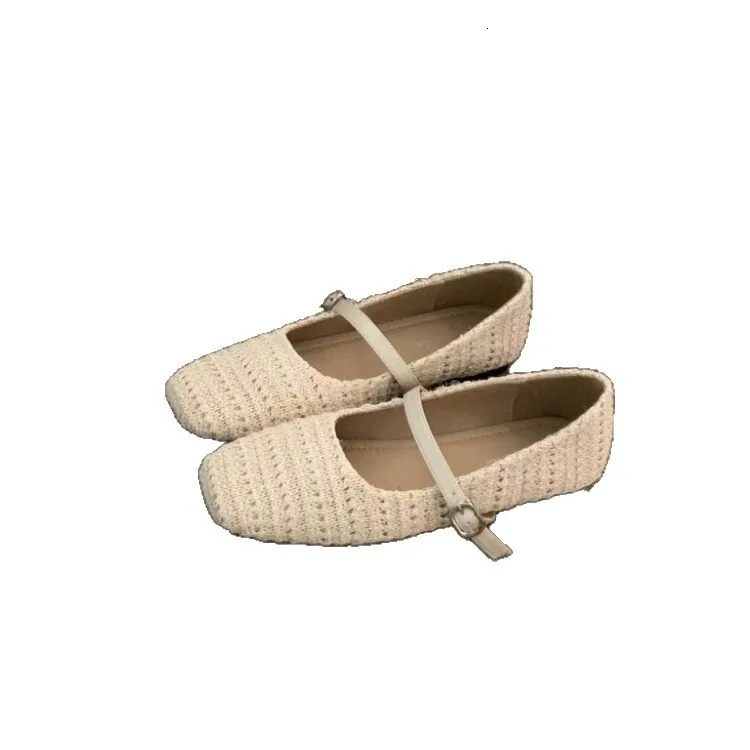 Scarpe da ballo Mary Jane da donna, basse, intrecciate, con punta quadrata, comode e traspiranti, estive, casual, stile retrò, con scheletro, modello 240921_voghion.com