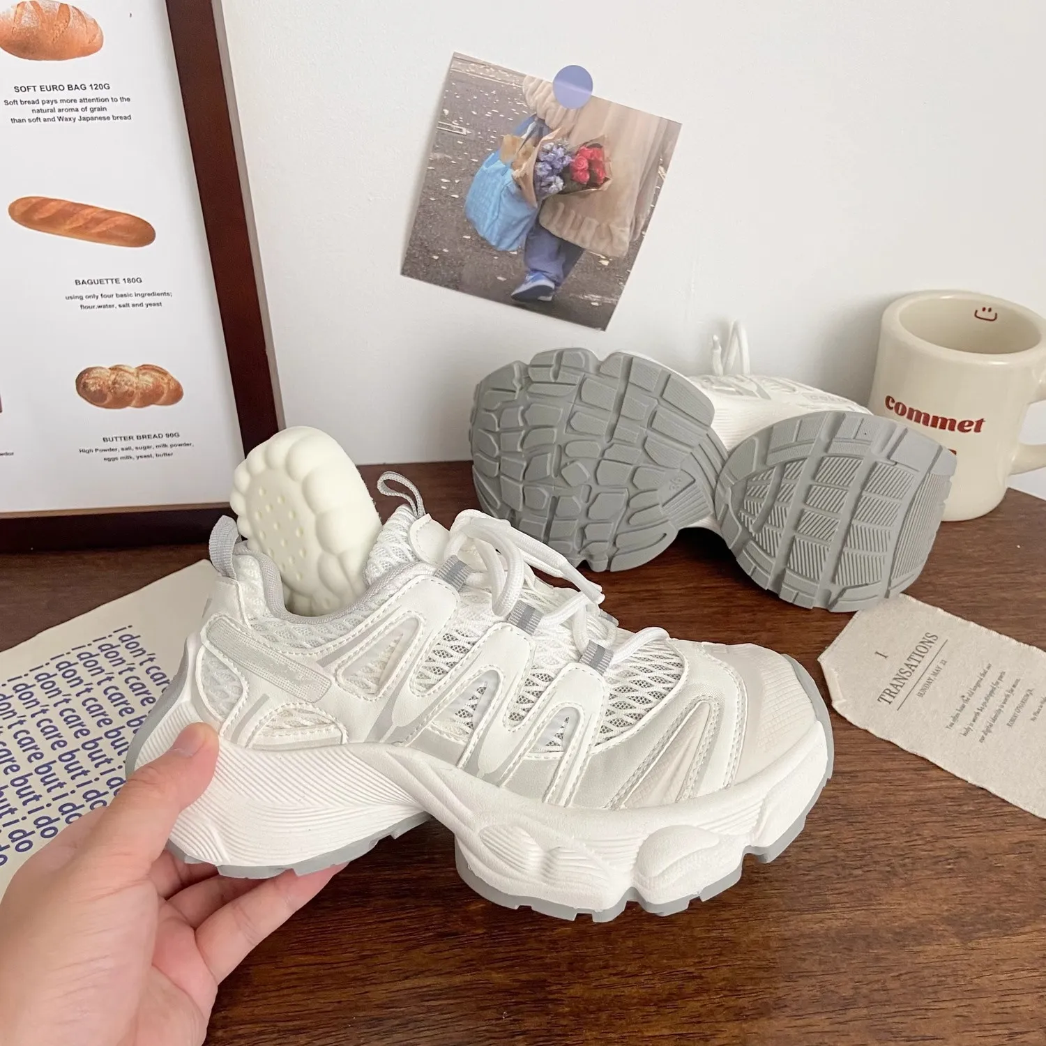 free Shipping 2026 New Women's European Style Breathable Mesh Chunky Dad Shoes Platform Height Increase Slimming Casual_voghion.com
