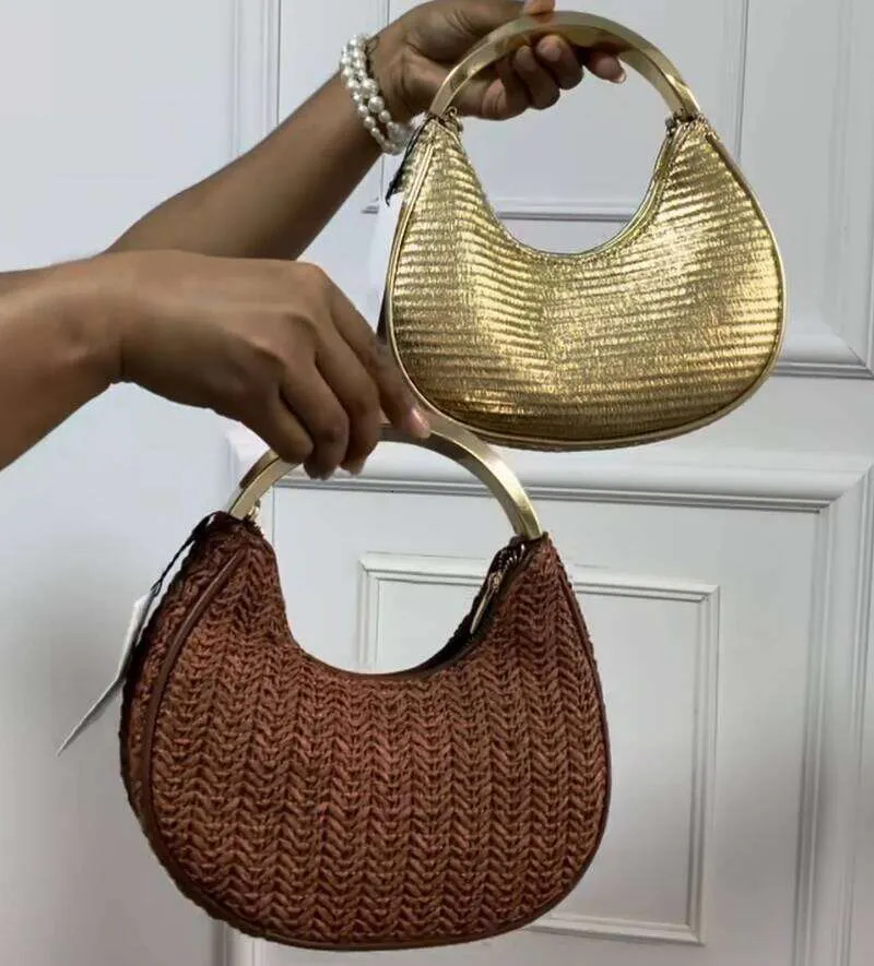 Borsa a mano mezzaluna di lusso donna borsa mare in papiro_voghion.com