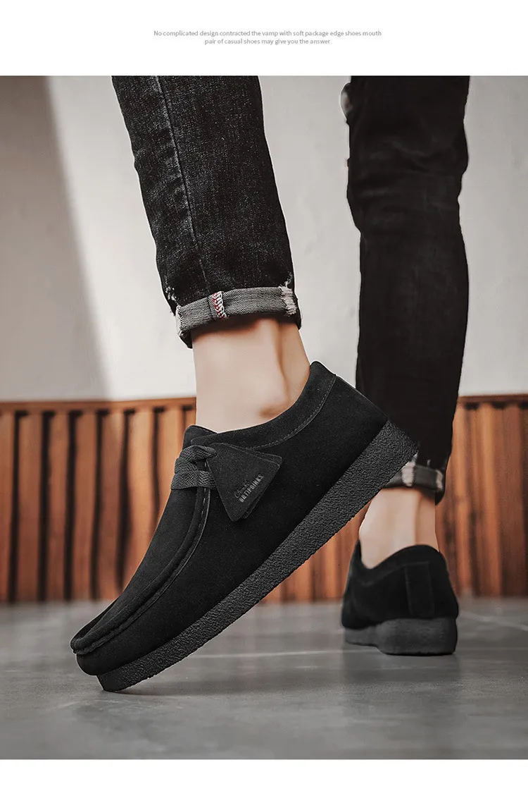 Baskets de running homme en daim noir chaussures décontractées_voghion.com