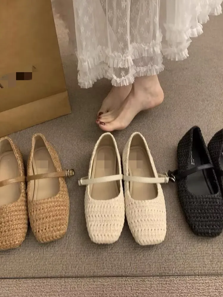 Ballerine mary jane intrecciate con punta quadrata donna comode_voghion.com