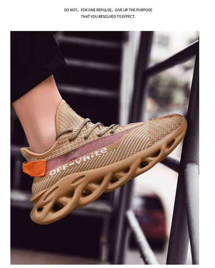 Men's All Black Blade Running Shoes Breathable Knit Upper Sole_voghion.com