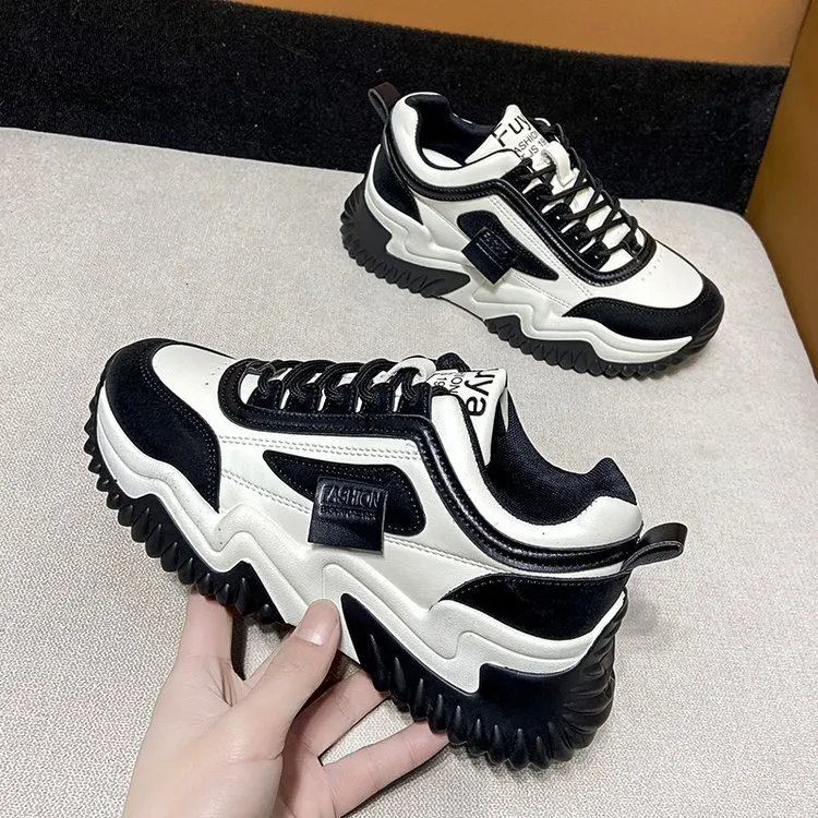 Versatile Thick Soled Dad Shoe For Women Summer New Fashion Lace Up Platform Sneakers Student Casual Sports Shoes Daily_vogvips.com