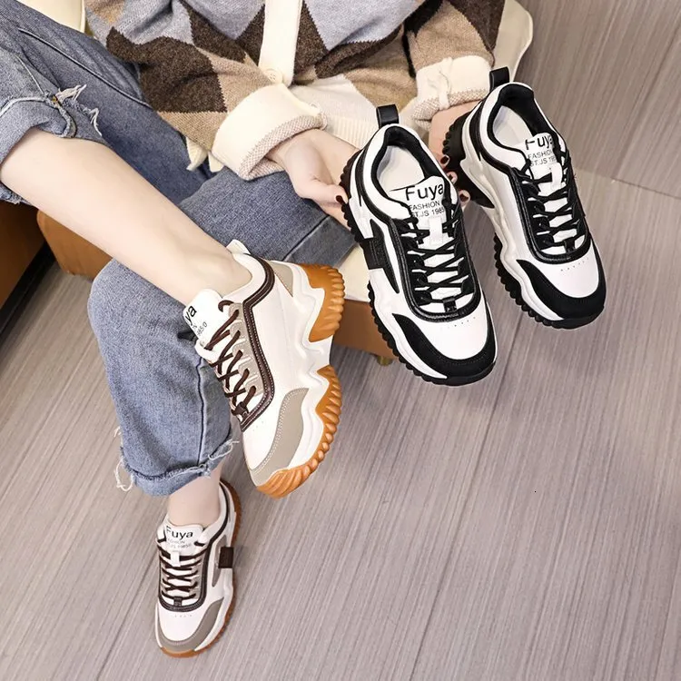 Versatile Thick Soled Dad Shoe For Women Summer New Fashion Lace Up Platform Sneakers Student Casual Sports Shoes Daily_vogvips.com