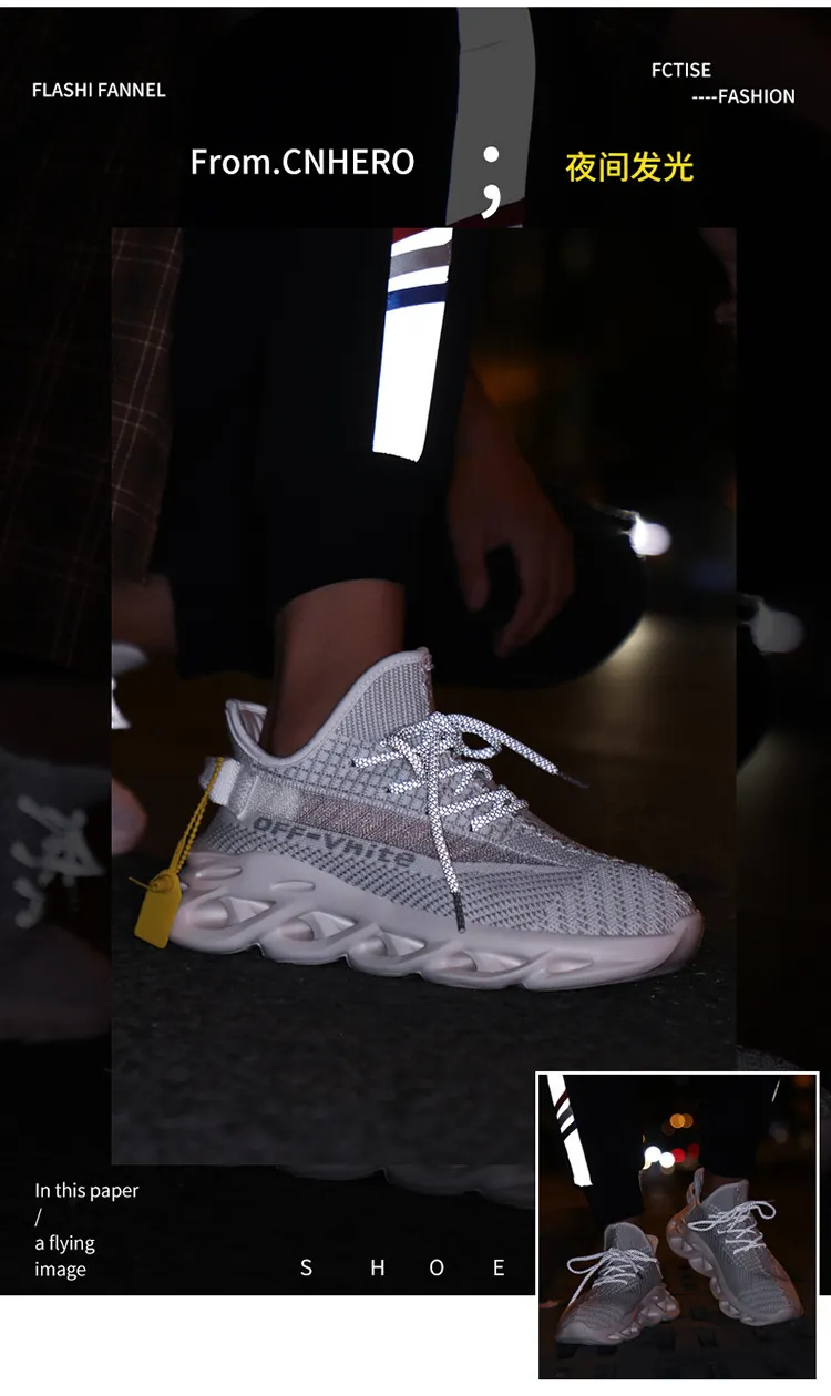 Men's All Black Blade Running Shoes Breathable Knit Upper Sole_voghion.com