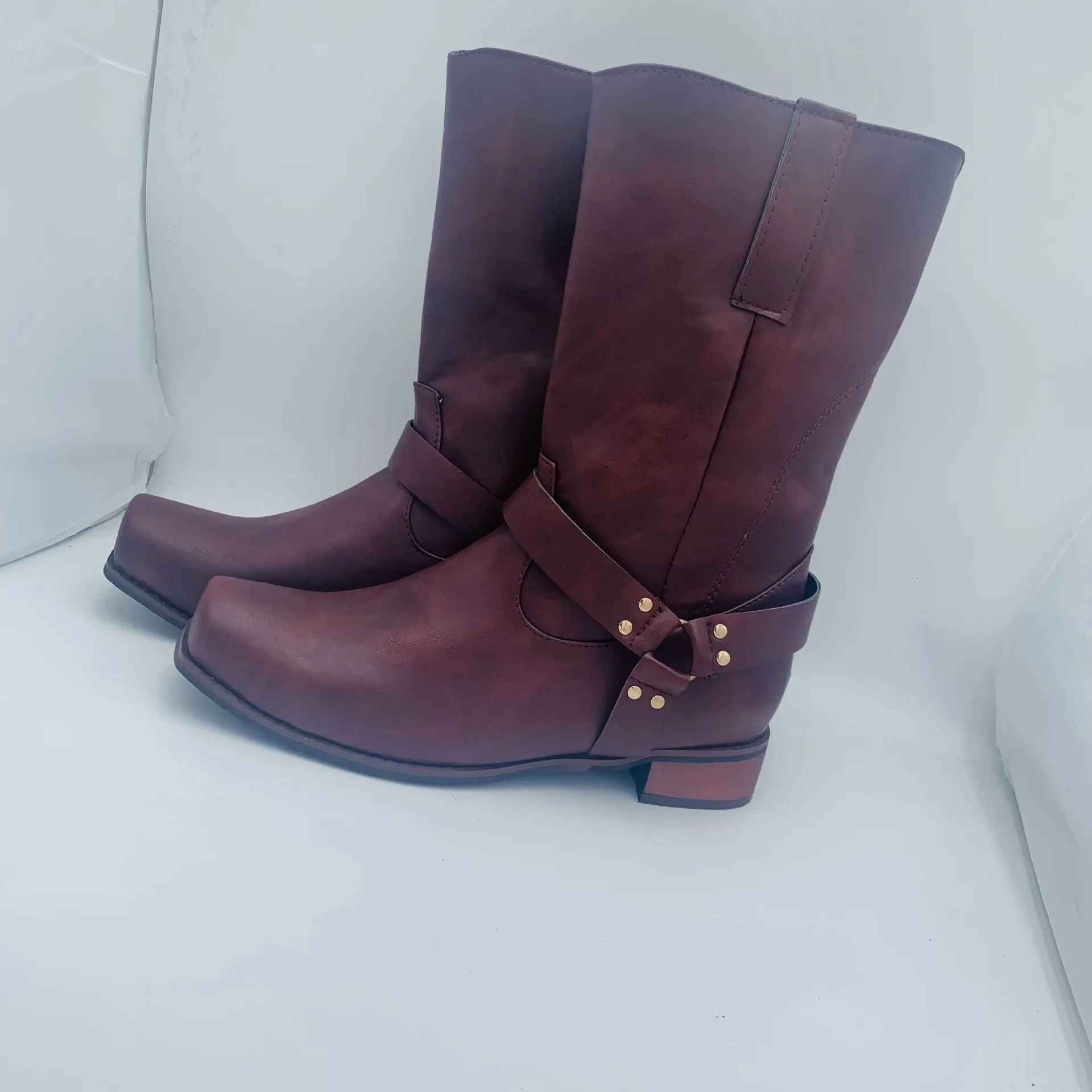 Mens Western Cowboy Boots Multi Colour Leather Shock Absorbing_voghion.com