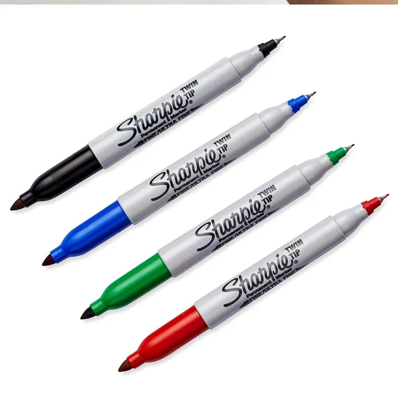 wholesale 12pcsbox Sharpie Permanent Marker Waterproof Industrial Thick Thin Double Ended Marker Drawing Hand Drawn Graffiti Art Supplies 260508BJ Painting Pens