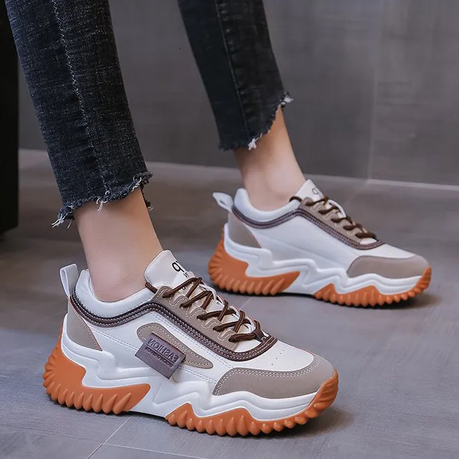 Versatile Thick Soled Dad Shoe For Women Summer New Fashion Lace Up Platform Sneakers Student Casual Sports Shoes Daily_vogvips.com
