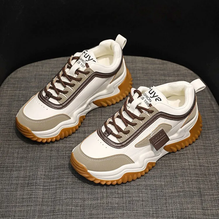 Versatile Thick Soled Dad Shoe For Women Summer New Fashion Lace Up Platform Sneakers Student Casual Sports Shoes Daily_vogvips.com
