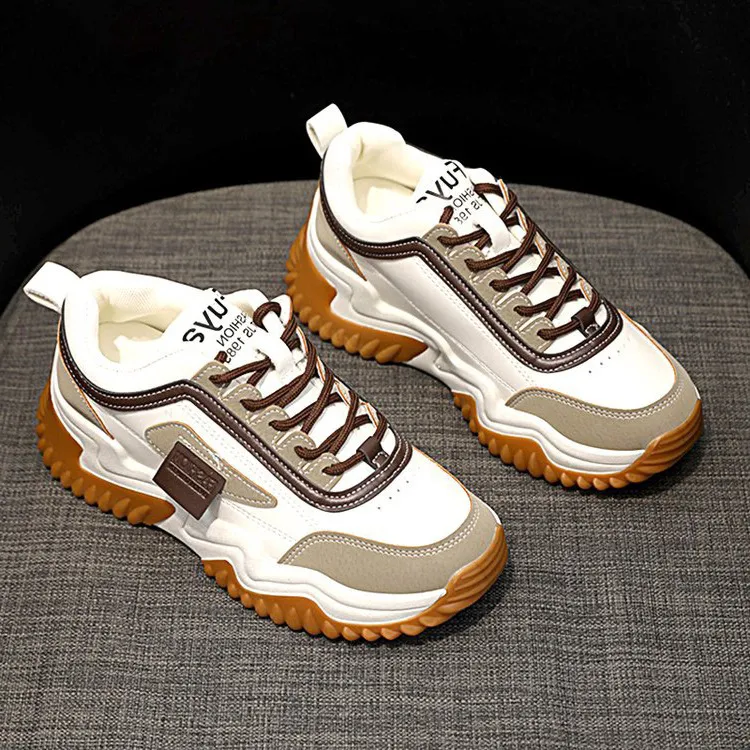 Versatile Thick Soled Dad Shoe For Women Summer New Fashion Lace Up Platform Sneakers Student Casual Sports Shoes Daily_vogvips.com
