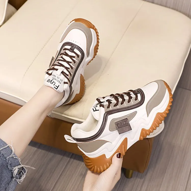 Versatile Thick Soled Dad Shoe For Women Summer New Fashion Lace Up Platform Sneakers Student Casual Sports Shoes Daily_vogvips.com