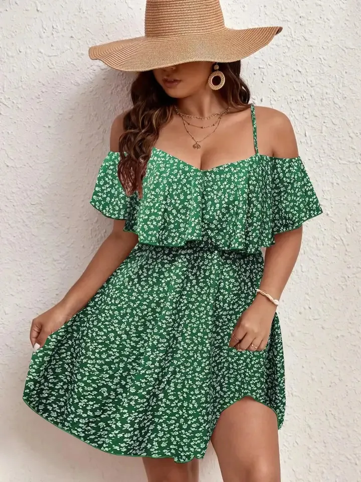 Boho Floral Print Plus Size A Line Cold Shoulder... From Bigwang05,  Rs.1,392.45 | DHgate.Com